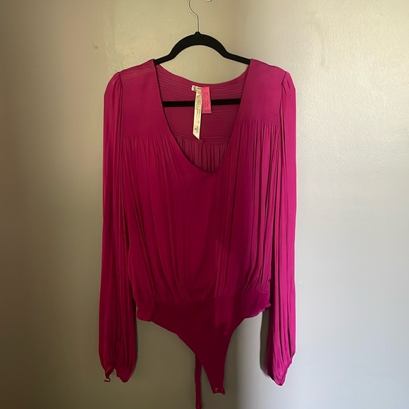 Free People; Smockin' N Rockin' bodysuit Pink - Picture 1 of 4